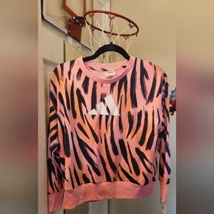 Adidas Pink and Black Tiger Stripe Sweatshirt